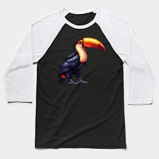 Pixelated Toucan Artistry Baseball T-Shirt